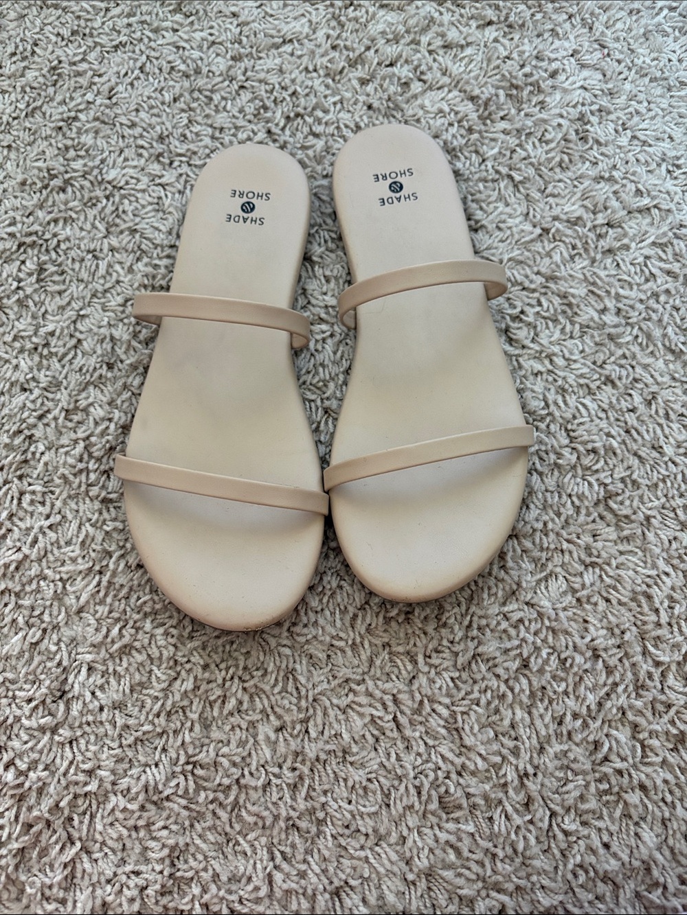 Shade & Shore Women's Nude Double-Strap Slide Sandals
